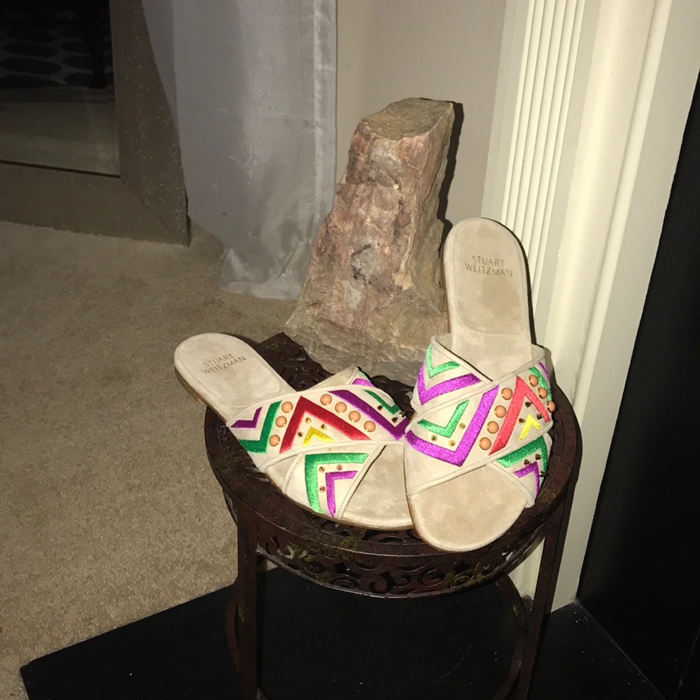 Stuart Weitzman button candy suede sandal